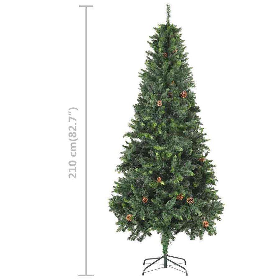 Kunstkerstboom Met Verlichting Kerstballen Dennenappels 210 Cm 210 x 119 cm