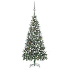 Kunstkerstboom Met Verlichting Kerstballen Dennenappels 20 Cm 210 x 119 cm Wit en grijs