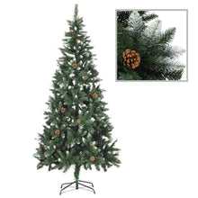 Kunstkerstboom Met Verlichting Kerstballen Dennenappels 210 Cm Wit En Grijs 210 x 119 cm