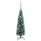 Kunstkerstboom Met Verlichting En Kerstballen Smal 50 Cm 150 x 43 cm Groen en rood