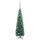 Kunstkerstboom Met Verlichting En Kerstballen Smal 20 Cm 210 x 55 cm Groen en rood