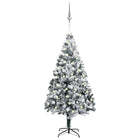 Kunstkerstboom Met Verlichting En Kerstballen 20 Cm Pvc Groen 210 x 135 cm Wit