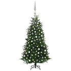 Kunstkerstboom Met Led's En Kerstballen 80 Cm Pvc En Pe 180 x 110 cm Groen en rood