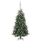 Kunstkerstboom Met Led's En Kerstballen 20 Cm Pvc En Pe 210 x 130 cm Groen en rood