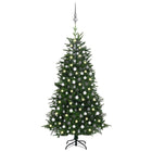 Kunstkerstboom Met Led's En Kerstballen 240 Cm Pvc En Pe 240 x 150 cm Groen en rood