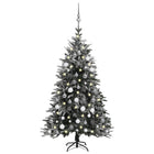 Kunstkerstboom Met Led's, Kerstballen En Sneeuw 20 Cm Pvc Pe 120 x 70 cm Wit en grijs