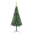 Kunstkerstboom Met Led's En Kerstballen Hoek 50 Cm Pvc 150 x 55 cm Groen en goud