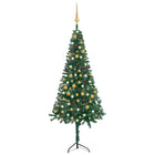 Kunstkerstboom Met Led's En Kerstballen Hoek 80 Cm Pvc 180 x 65 cm Groen en goud