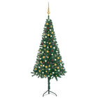 Kunstkerstboom Met Led's En Kerstballen Hoek 20 Cm Pvc 210 x 75 cm Groen en goud