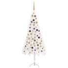 Kunstkerstboom Met Led's En Kerstballen Hoek 50 Cm Pvc 150 x 55 cm Wit en goud