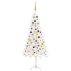 Kunstkerstboom Met Led's En Kerstballen Hoek 80 Cm Pvc 180 x 65 cm Wit en goud