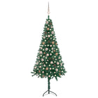 Kunstkerstboom Met Led's En Kerstballen Hoek 50 Cm Pvc Groen 150 x 55 cm green and rose