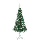 Kunstkerstboom Met Led's En Kerstballen Hoek 20 Cm Pvc Groen 210 x 75 cm green and rose