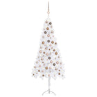 Kunstkerstboom Met Led's En Kerstballen Hoek 50 Cm Pvc Wit 150 x 55 cm white and rose