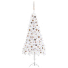 Kunstkerstboom Met Led's En Kerstballen Hoek 80 Cm Pvc Wit 180 x 65 cm white and rose