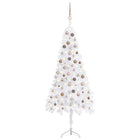 Kunstkerstboom Met Led's En Kerstballen Hoek 20 Cm Pvc Wit 210 x 75 cm white and rose