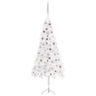 Kunstkerstboom Met Led's En Kerstballen Hoek 240 Cm Pvc Wit 240 x 85 cm white and rose