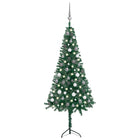 Kunstkerstboom Met Led's En Kerstballen Hoek 50 Cm Pvc 150 x 55 cm Groen en rood