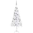 Kunstkerstboom Met Led's En Kerstballen Hoek 50 Cm Pvc 150 x 55 cm Wit en grijs