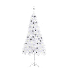 Kunstkerstboom Met Led's En Kerstballen Hoek 80 Cm Pvc 180 x 65 cm Wit en grijs