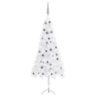 Kunstkerstboom Met Led's En Kerstballen Hoek 20 Cm Pvc 210 x 75 cm Wit en grijs