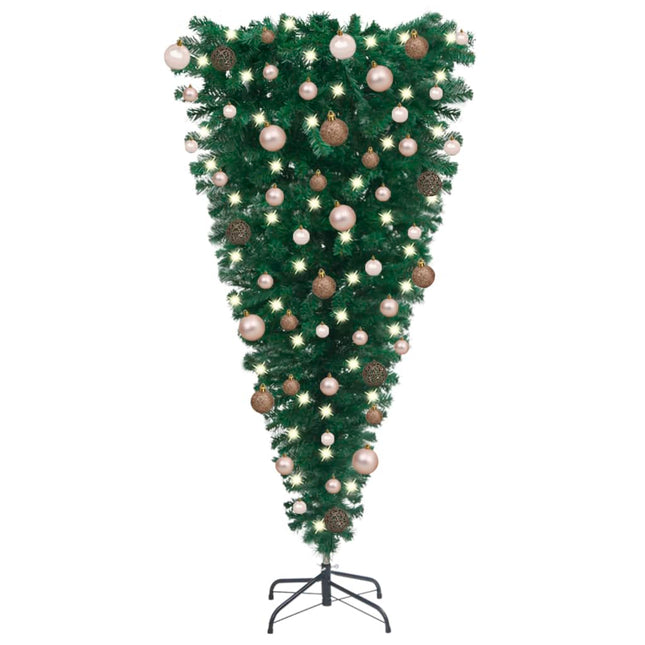 Kunstkerstboom Met Verlichting En Ballen Ondersteboven 20 Cm 120 x 65 cm Rozen