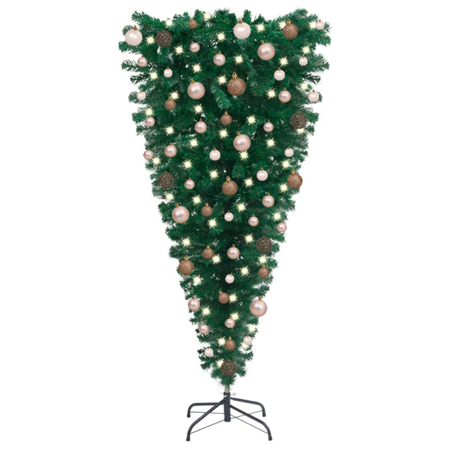 Kunstkerstboom Met Verlichting En Ballen Ondersteboven 50 Cm 150 x 80 cm Rozen