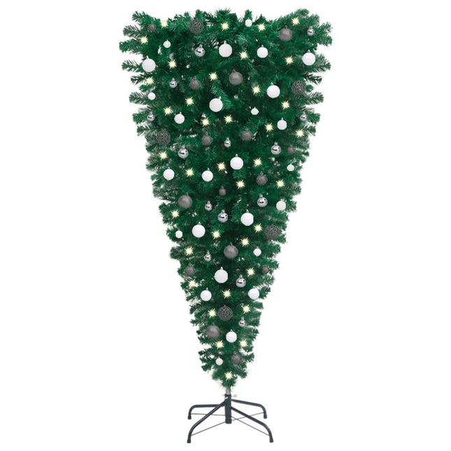 Kunstkerstboom Met Verlichting En Ballen Ondersteboven 20 Cm 120 x 65 cm Wit