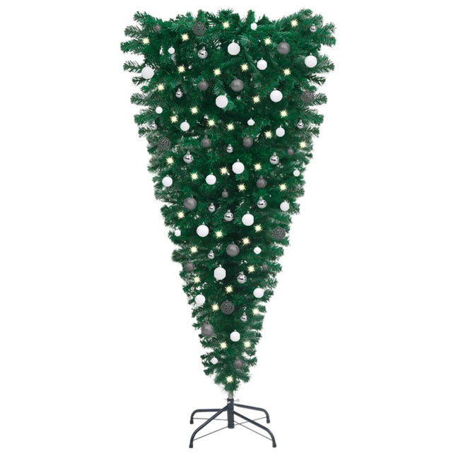 Kunstkerstboom Met Verlichting En Ballen Ondersteboven 50 Cm 150 x 80 cm Wit