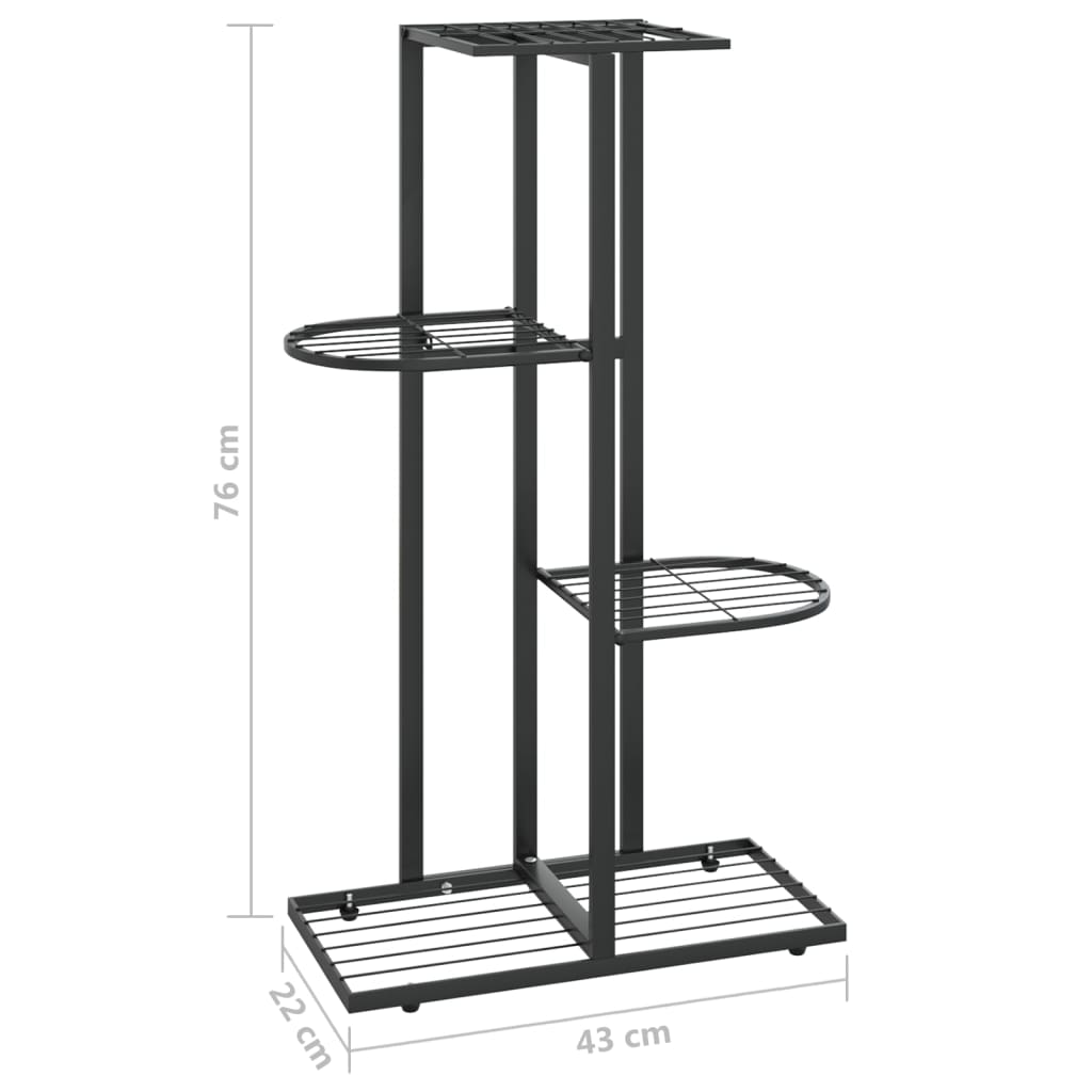 Bloemenstandaard Met 4 Lagen Metaal 43 x 22 x 76 cm Zwart
