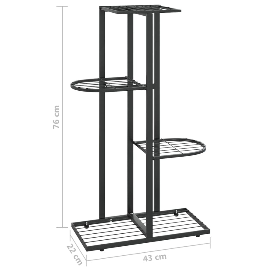 Bloemenstandaard Met 4 Lagen Metaal 43 x 22 x 76 cm Zwart