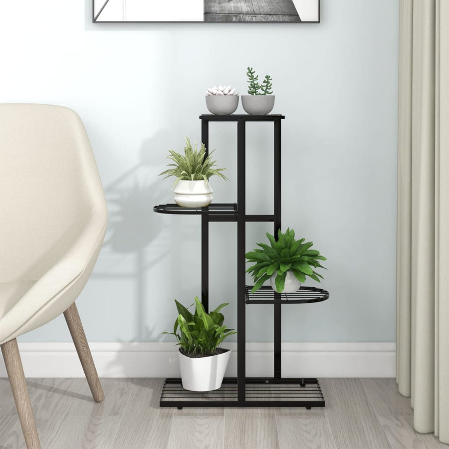 Bloemenstandaard Met 4 Lagen Metaal 43 x 22 x 76 cm Zwart