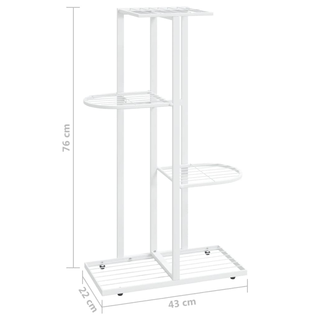 Bloemenstandaard Met 4 Lagen Metaal 43 x 22 x 76 cm Wit