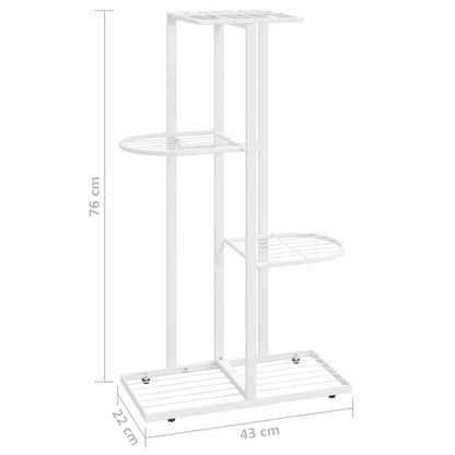 Bloemenstandaard Met 4 Lagen Metaal 43 x 22 x 76 cm Wit