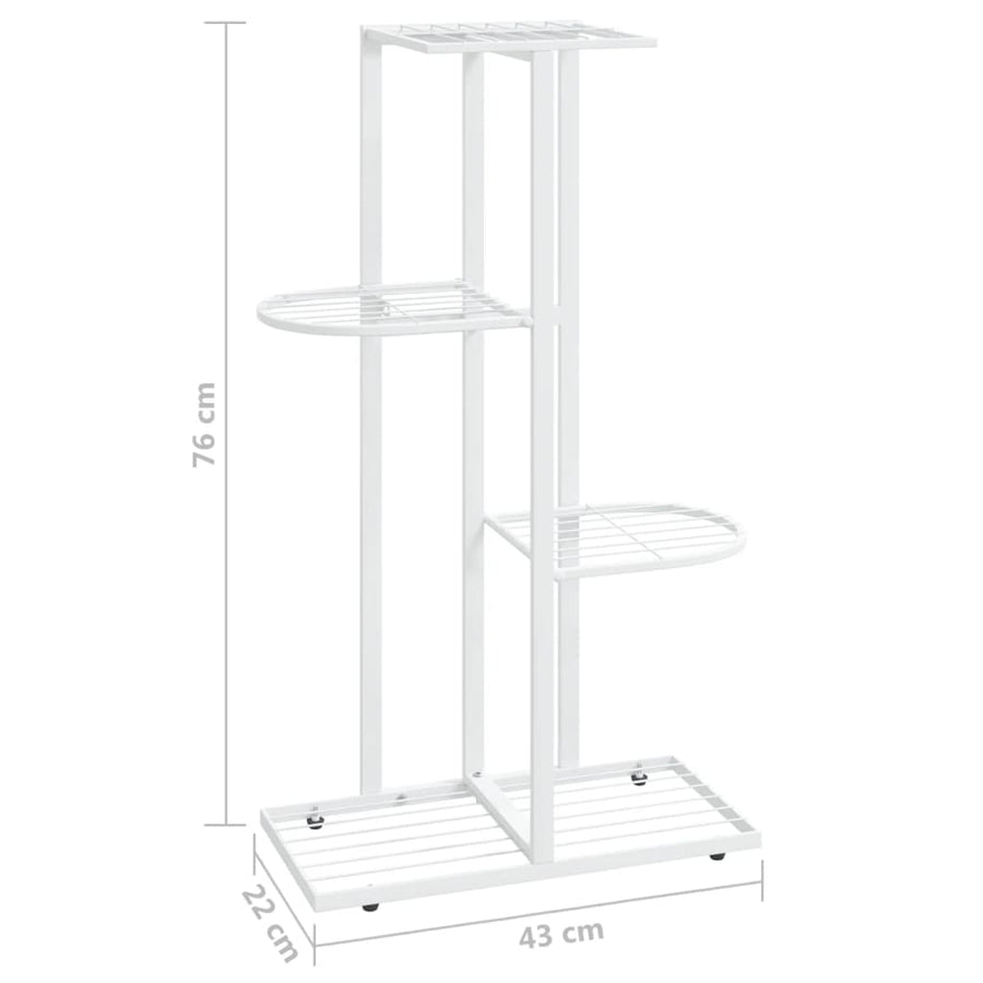 Bloemenstandaard Met 4 Lagen Metaal 43 x 22 x 76 cm Wit