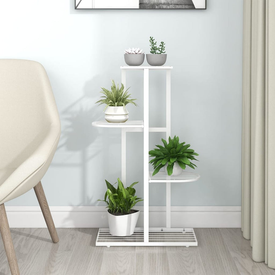 Bloemenstandaard Met 4 Lagen Metaal 43 x 22 x 76 cm Wit