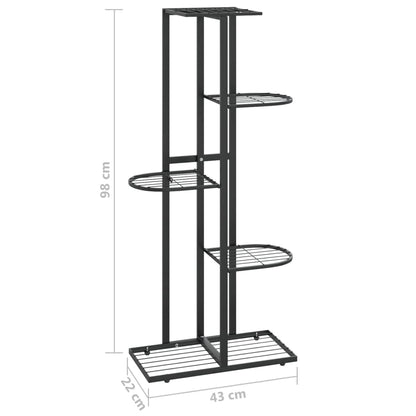Bloemenstandaard Met 5 Lagen Metaal 43 x 22 x 98 cm Zwart
