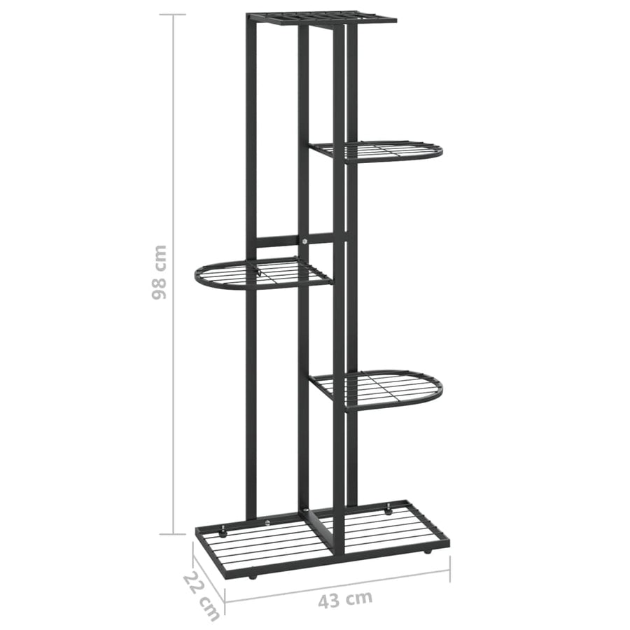 Bloemenstandaard Met 5 Lagen Metaal 43 x 22 x 98 cm Zwart