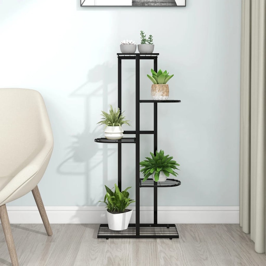 Bloemenstandaard Met 5 Lagen Metaal 43 x 22 x 98 cm Zwart