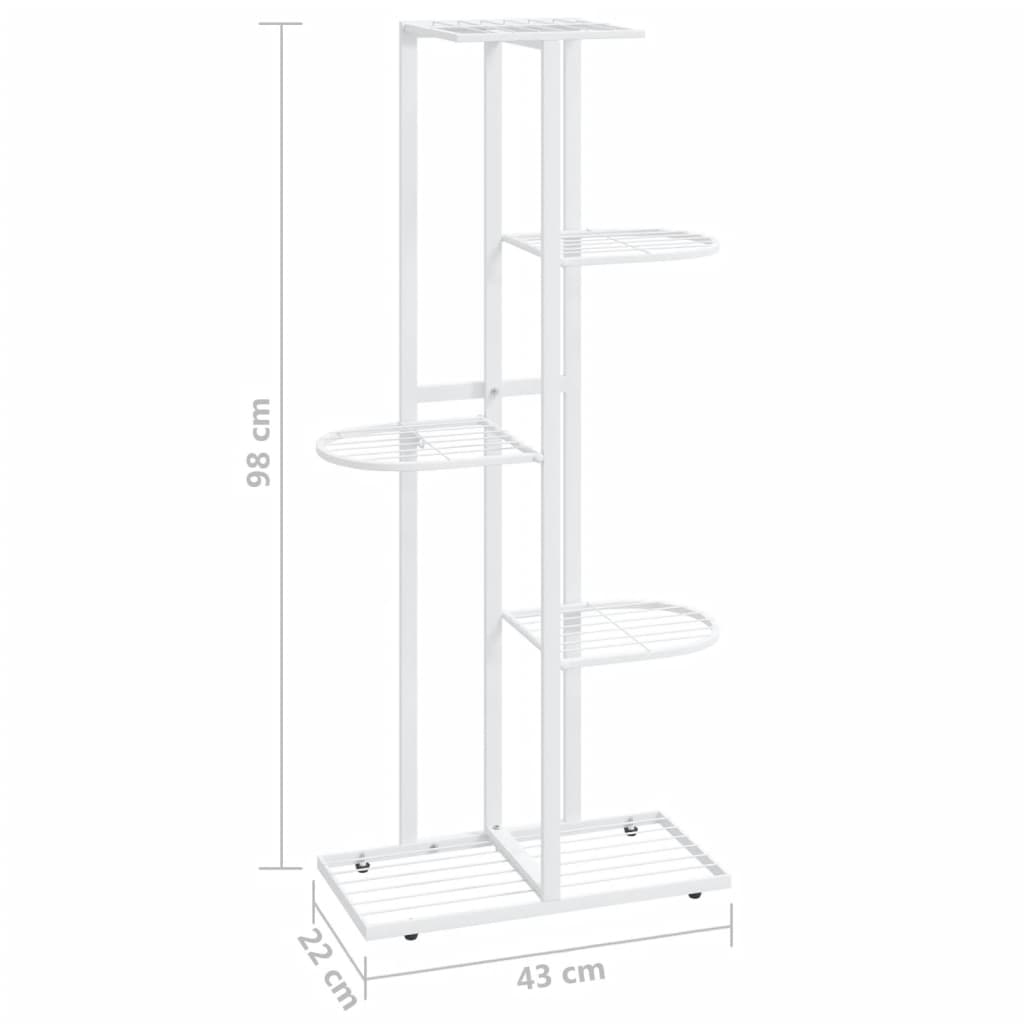 Bloemenstandaard Met 5 Lagen Metaal 43 x 22 x 98 cm Wit