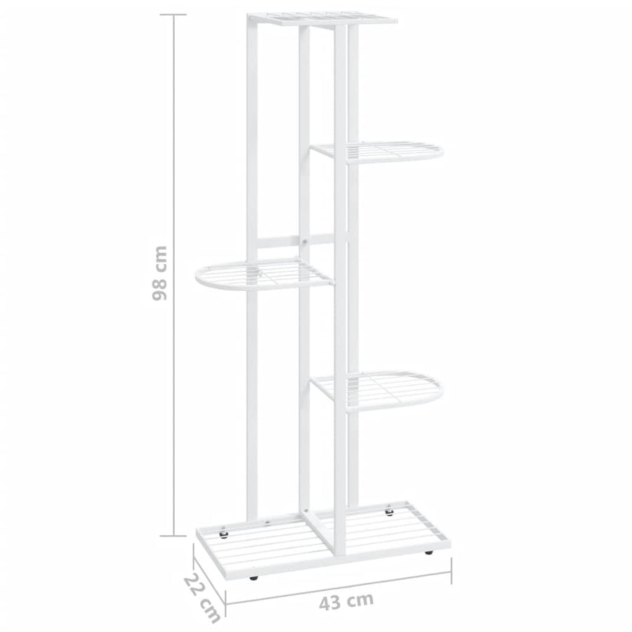 Bloemenstandaard Met 5 Lagen Metaal 43 x 22 x 98 cm Wit