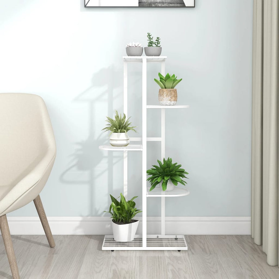 Bloemenstandaard Met 5 Lagen Metaal 43 x 22 x 98 cm Wit