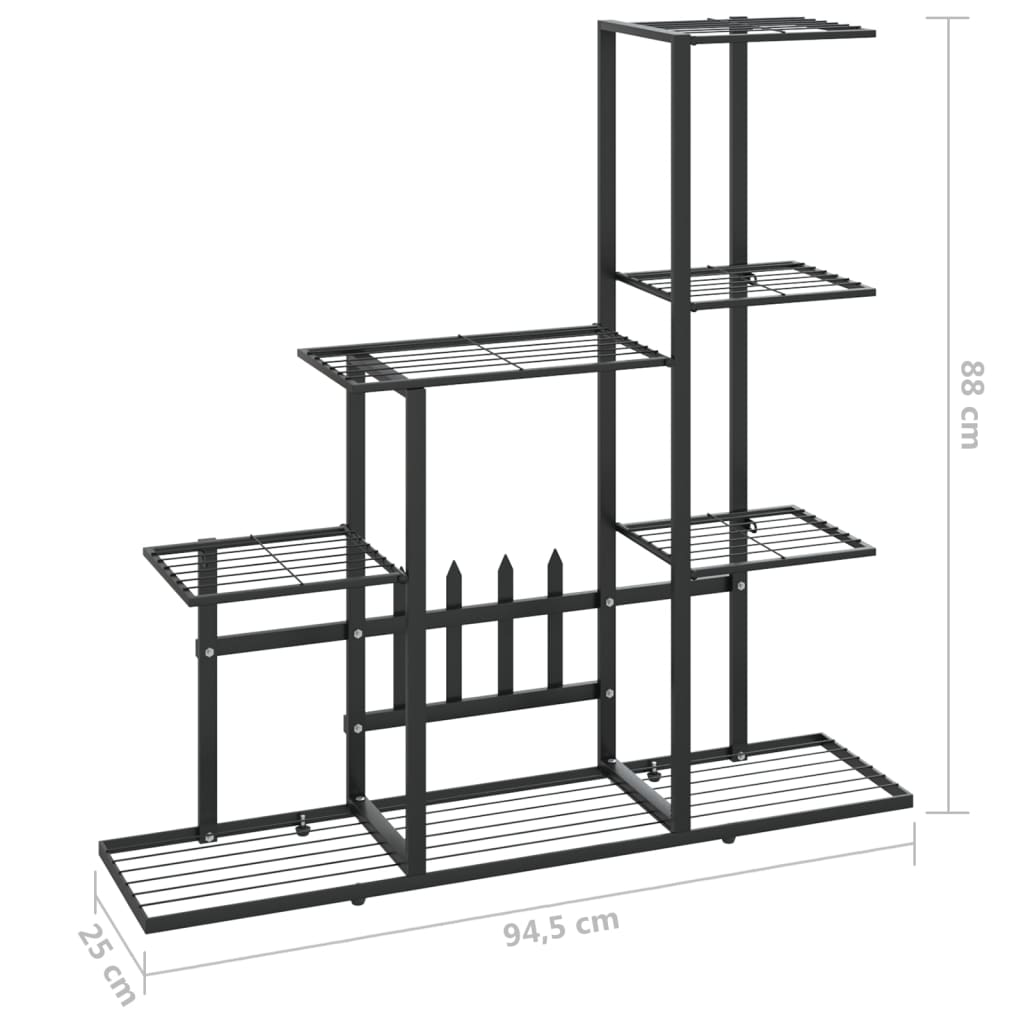 Bloemenstandaard 94,5X25X88 Cm Metaal Zwart 94.5 x 25 x 88 cm Zonder wiel