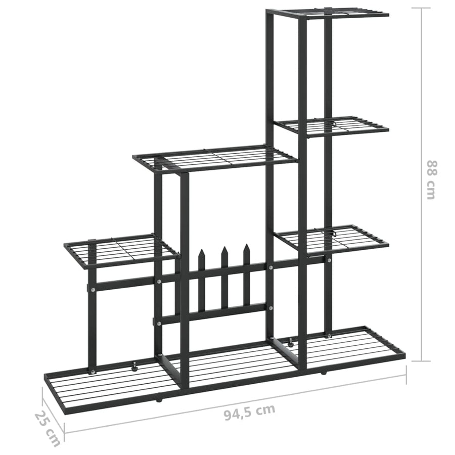Bloemenstandaard 94,5X25X88 Cm Metaal Zwart 94.5 x 25 x 88 cm Zonder wiel