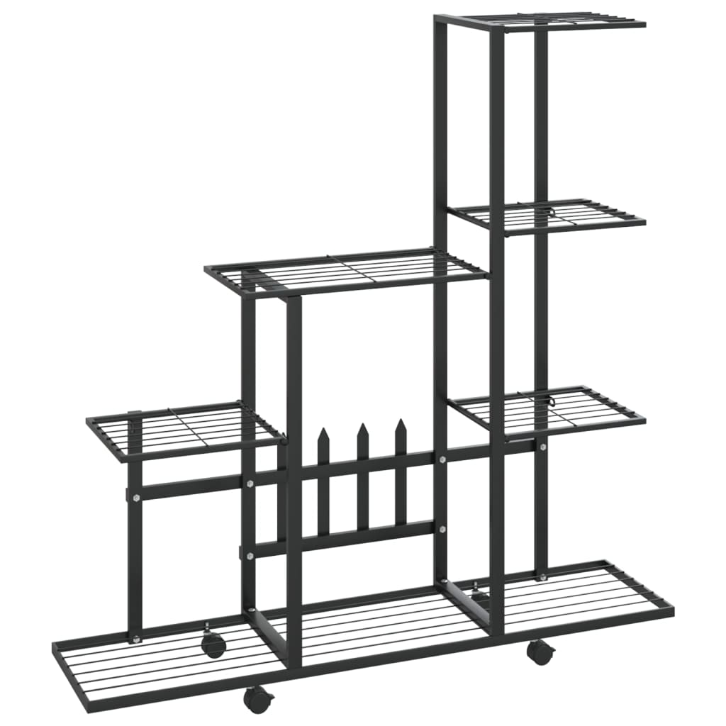 Bloemenstandaard En 94,5X25X92,5 Cm Metaal Zwart 94.5 x 25 x 92.5 cm Met wiel