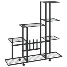 Bloemenstandaard En 94,5X25X92,5 Cm Metaal Zwart 94.5 x 25 x 92.5 cm Met wiel