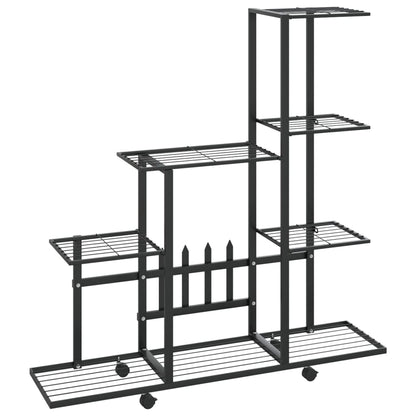 Bloemenstandaard En 94,5X25X92,5 Cm Metaal Zwart 94.5 x 25 x 92.5 cm Met wiel