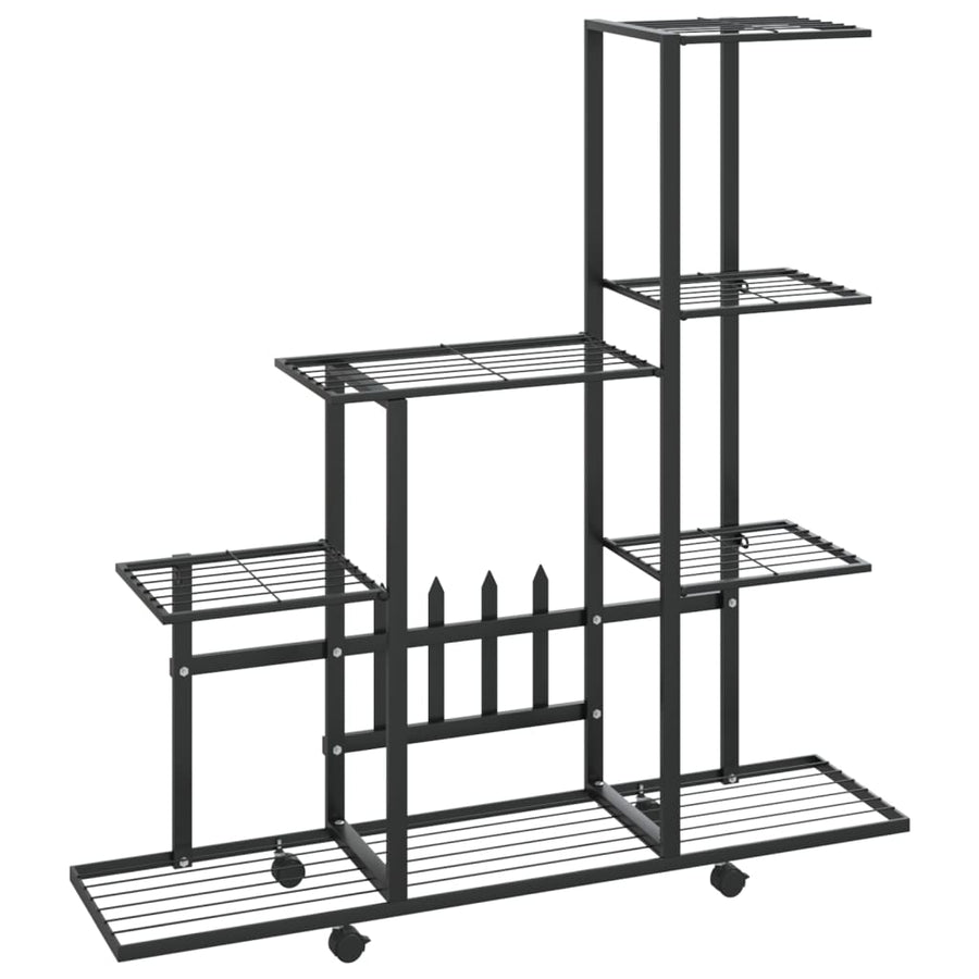 Bloemenstandaard En 94,5X25X92,5 Cm Metaal Zwart 94.5 x 25 x 92.5 cm Met wiel