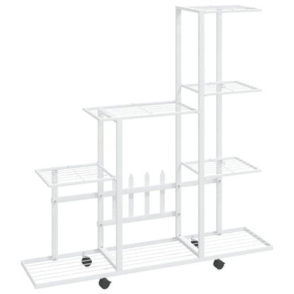 Bloemenstandaard En 94,5X25X92,5 Cm Metaal Wit 94.5 x 25 x 92.5 cm Met wiel