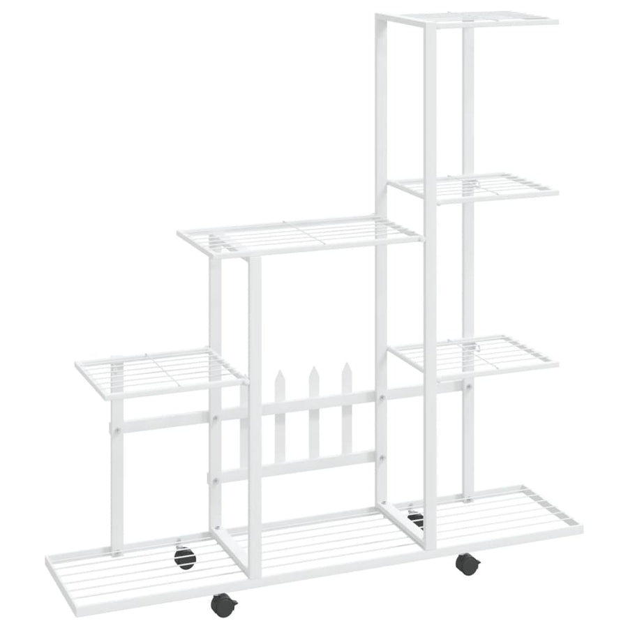 Bloemenstandaard En 94,5X25X92,5 Cm Metaal Wit 94.5 x 25 x 92.5 cm Met wiel